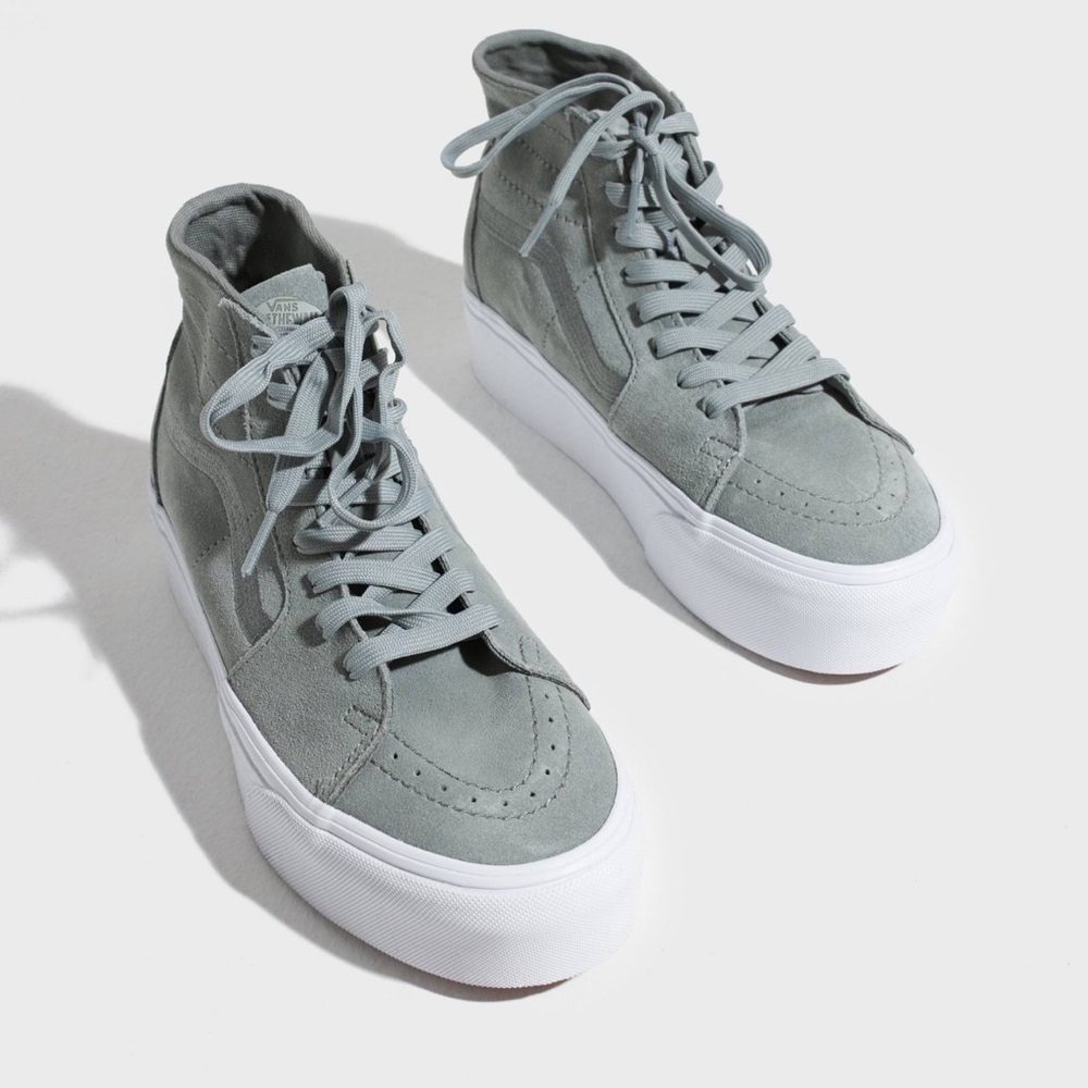 Vans Women's Platform High-Top Sneakers in Light Gray/White